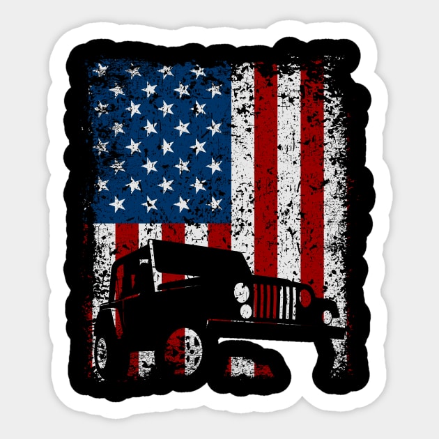 American Flag Jeep Off Road Sticker by megasportsfan